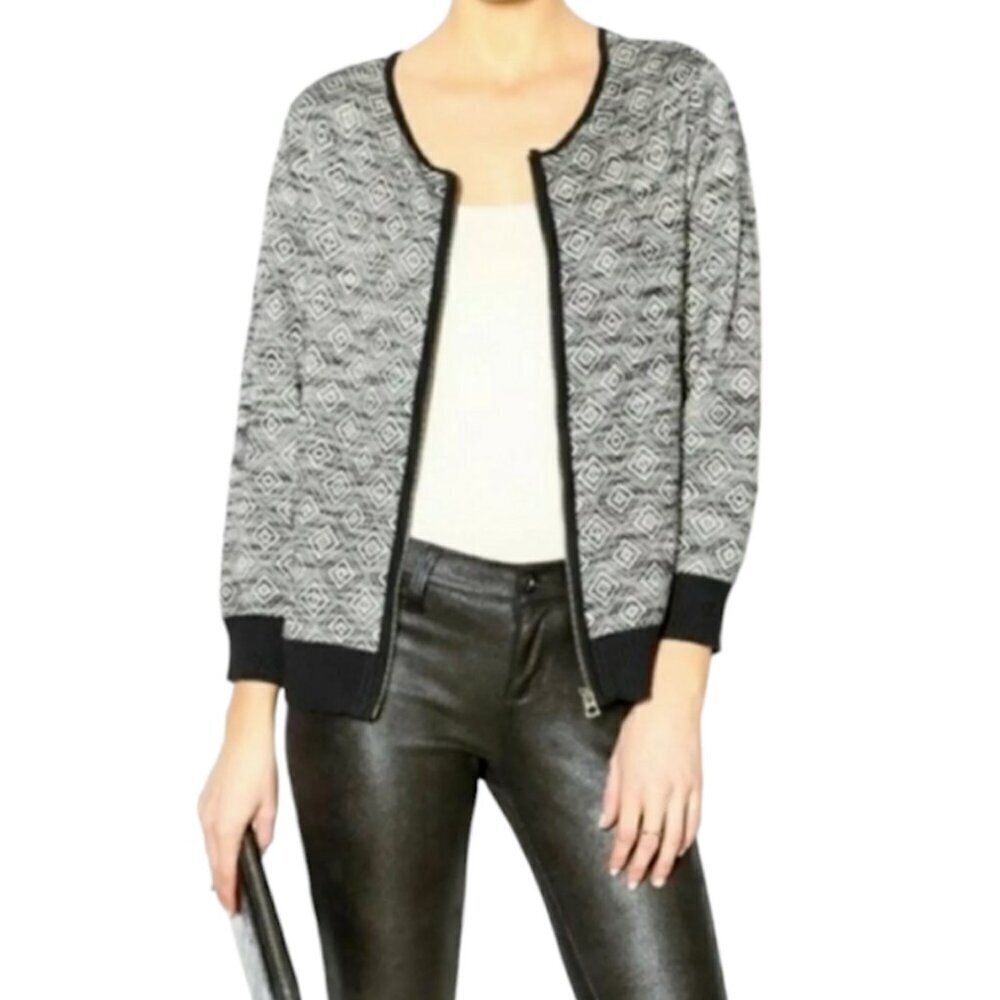 LUCKY BRAND Black Cream Zip Up Jacket S